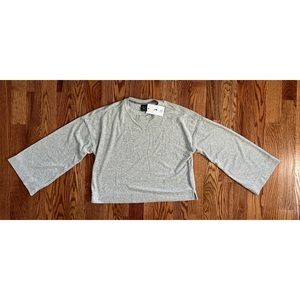 NIKE YOGA VINTAGE 70'S RETRO TRAINING FRENCH TERRY FLEECE TOP -GREY CU5331-073 S